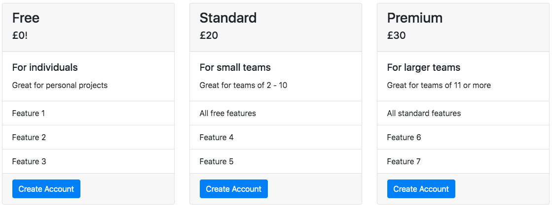 The card deck with default styles